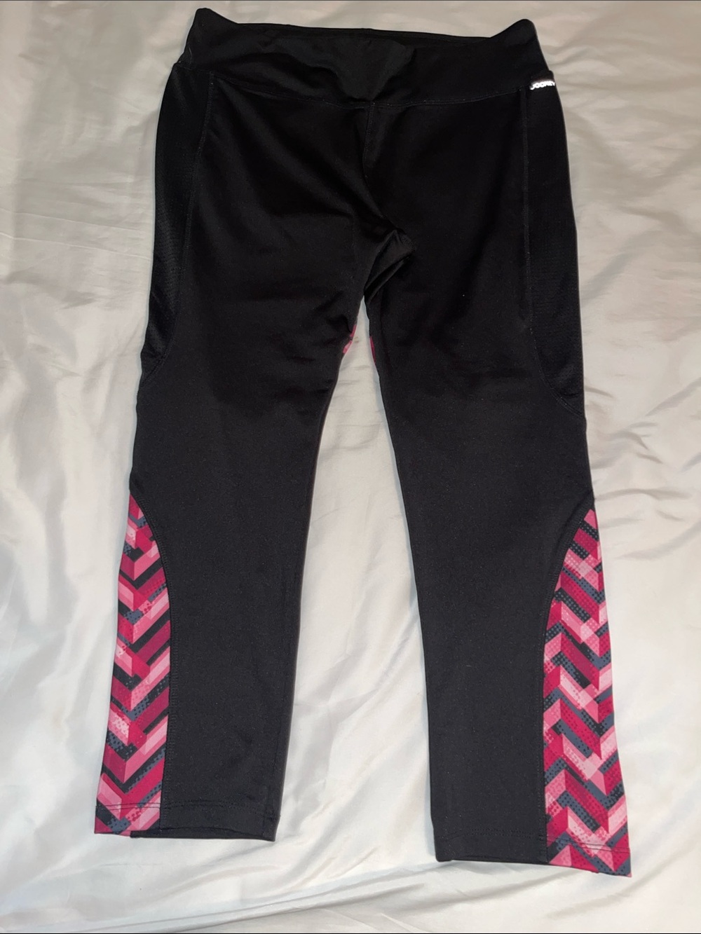 Jockey Women’s Black Active Capri with Pink Chevron Panels XL